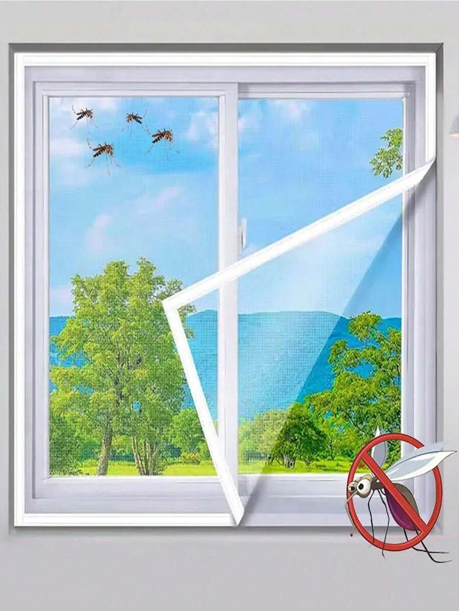 1 pieza de mosquitera autoadhesiva y reutilizable para ventanas, pantalla anti-mosquitos para ventanas, blanca, de tul, fácil de instalar, malla lavable de verano