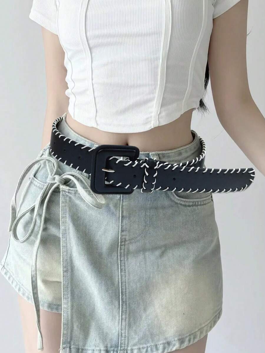 1pc Retro Street Style Woven Belt, Versatile Design For Women's Jeans