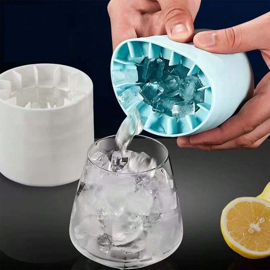 2 pezzi/1 pezzo Vassoio per cubetti di ghiaccio in silicone a forma di cilindro rotondo, spremiagrumi per cubetti di ghiaccio, secchiello per cubetti di ghiaccio in silicone con coperchio incluso, stampo per cubetti di ghiaccio a forma di cilindro rotondo con rimozione facile, mini secchiello per il ghiaccio, secchiello per il ghiaccio, adatto per frigorifero, mini frigorifero da esterno, frigorifero per auto, frigorifero domestico, stampo per cubetti di ghiaccio rotondo creativo mini, stampo per cubetti di ghiaccio a cilindro rotondo schiacciati, tazza per ghiaccio in silicone