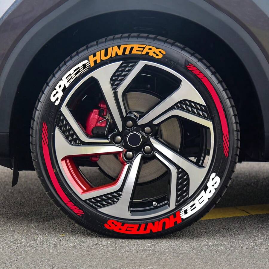 8pcs Set Letter Tire Decals, PVC Soft Rubber Tire Stickers, Personalized 3D Tire Decals, Fit For All Vehicles, Sports Car Decoration
