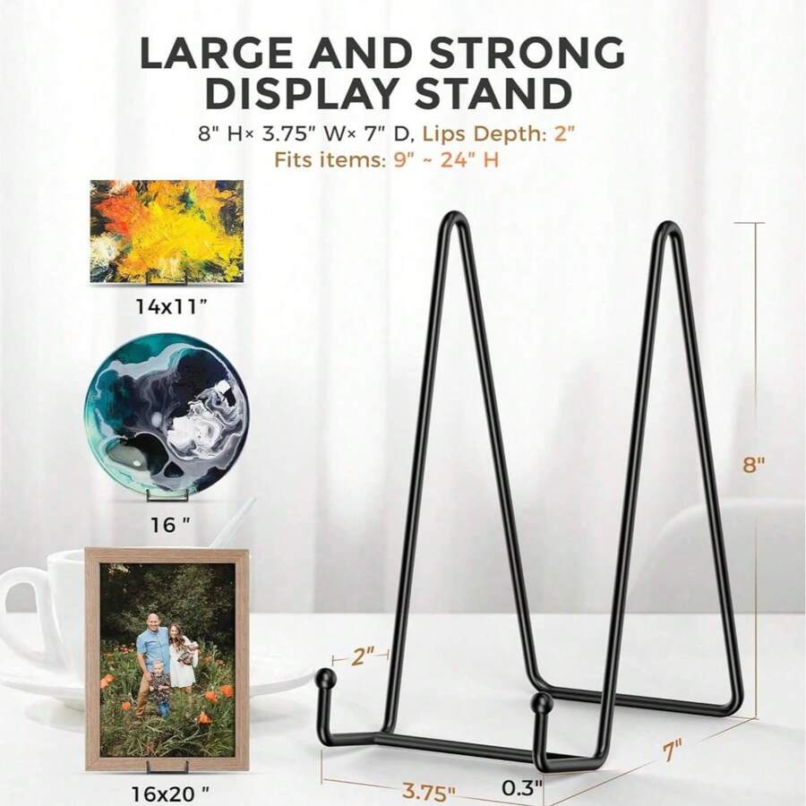 1pc Hot Iron Photo Frame Bracket Stone Easel Holder Ceramic Disc Shelf Photo Studio Album Bracket Display Shelf, Suitable For Placing Photos, Decorations, Books, Etc. On It