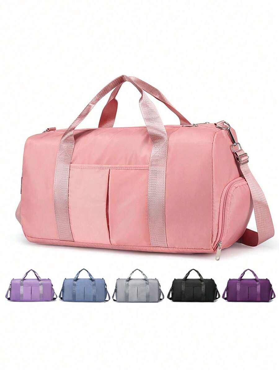 1pc Large Capacity Training Bag Travel Bag With Dry-Wet Separation, Shoe Compartment, Shoulder Strap And Hand Carry Suitable For Camping, Traveling, Sports, Fitness