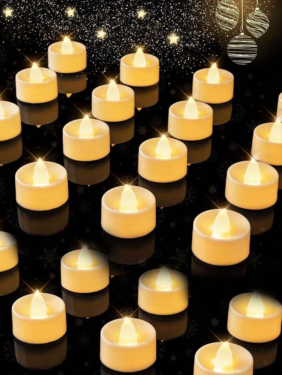 6/12/24 piezas Velas LED sin llama, luces de té de color blanco cálido para decoración del hogar, decoración de bodas, Halloween y Navidad, cumplir deseos
