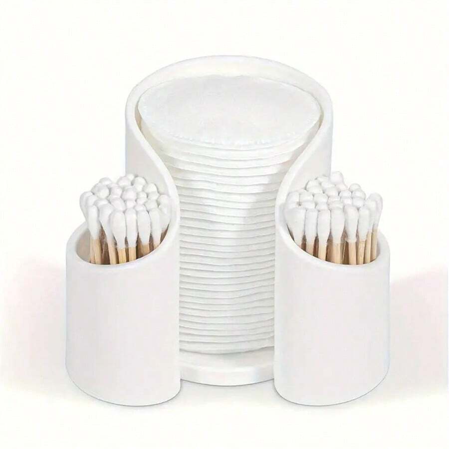 1 pièce Boîte de rangement pour tampons démaquillants, boîte de stockage pour nuancier, distributeur pour soie dentaire, organisateur de rangement pour fournitures de salle de bain, organisateur de maquillage pour tables de maquillage, accessoires de salle de bain essentiels, décoration de salle de bain, retour à l'école