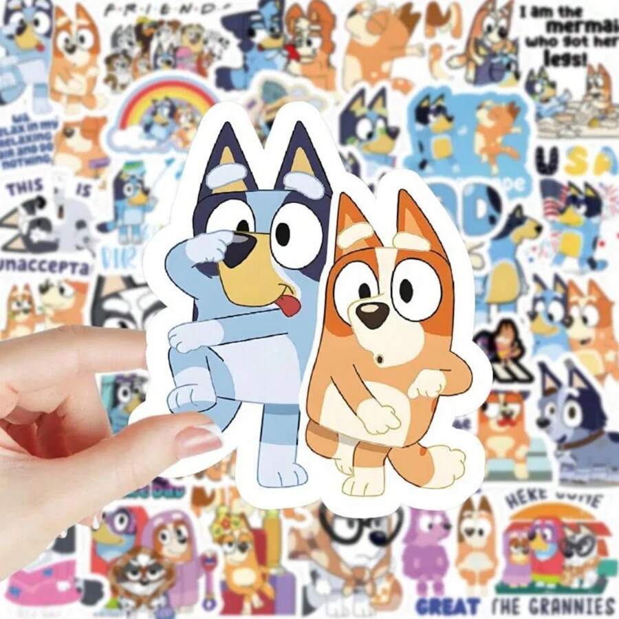 Bluey 103pcs/Set Cute Bluey Stickers, Water Cup Stickers, Notebook Stickers, DIY Handmade Stickers,Stickers For Boys,Notebook Anime,Scrapbook>Stickers