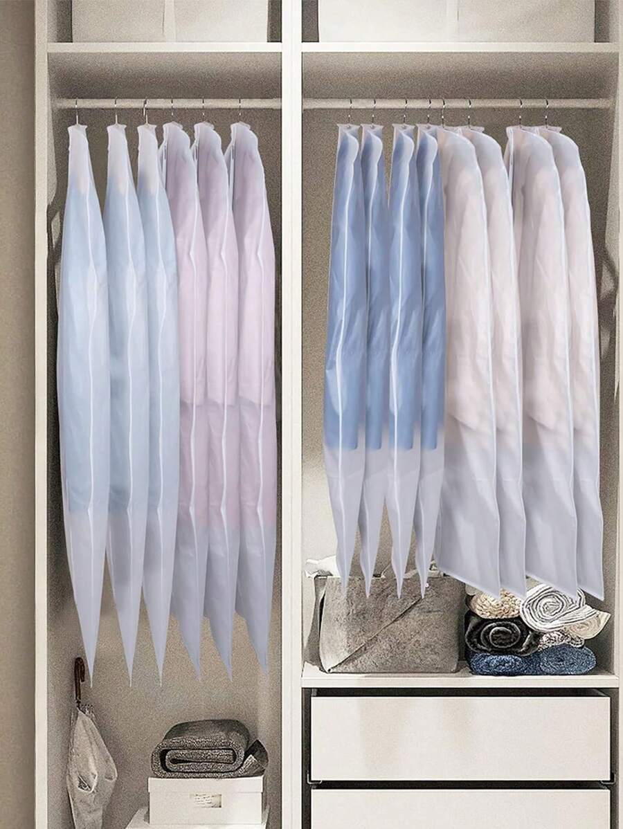 1pc/5pcs Clear Garment Dust Cover, Non-Woven Fabric Clothes Protector Bag, Suit Cover/Coat Cover, Clothing Storage