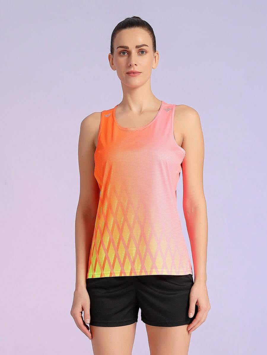 2pcs Women Athletic Sporty Set, Marathon Race Training Outfit, Breathable Tank Top & Shorts Set