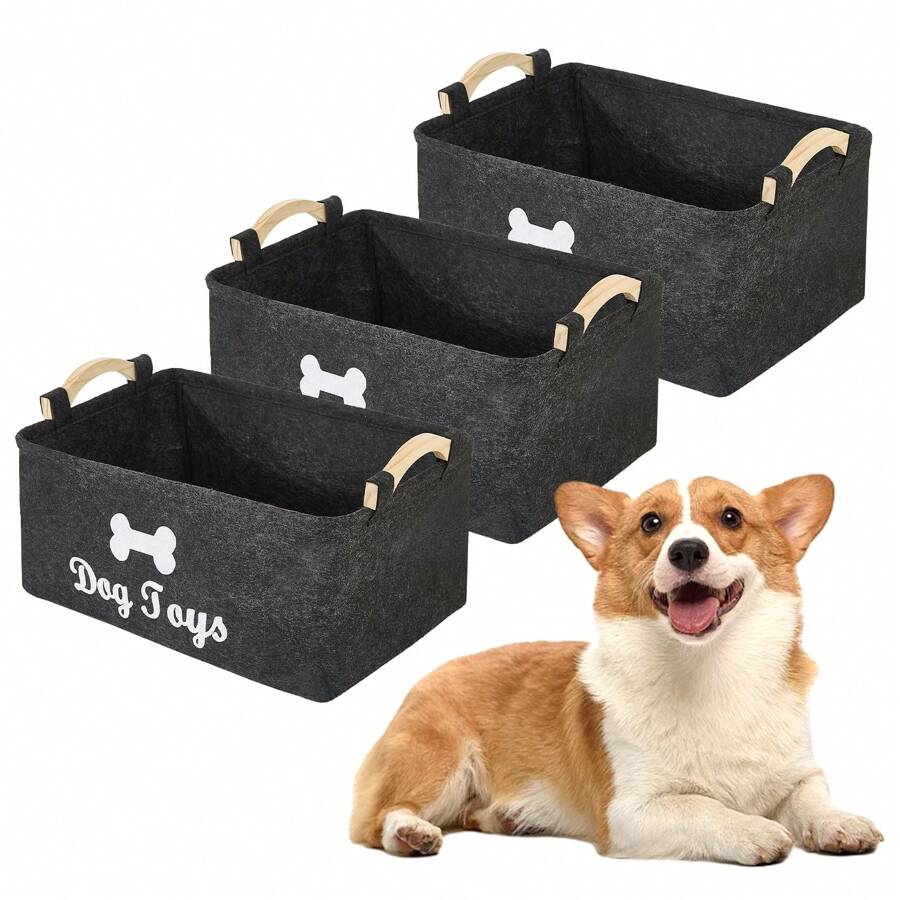 Felt Pet Toy Storage Basket, Pet Supplies Felt Storage Bin, Keep Your Home Neat & Tidy