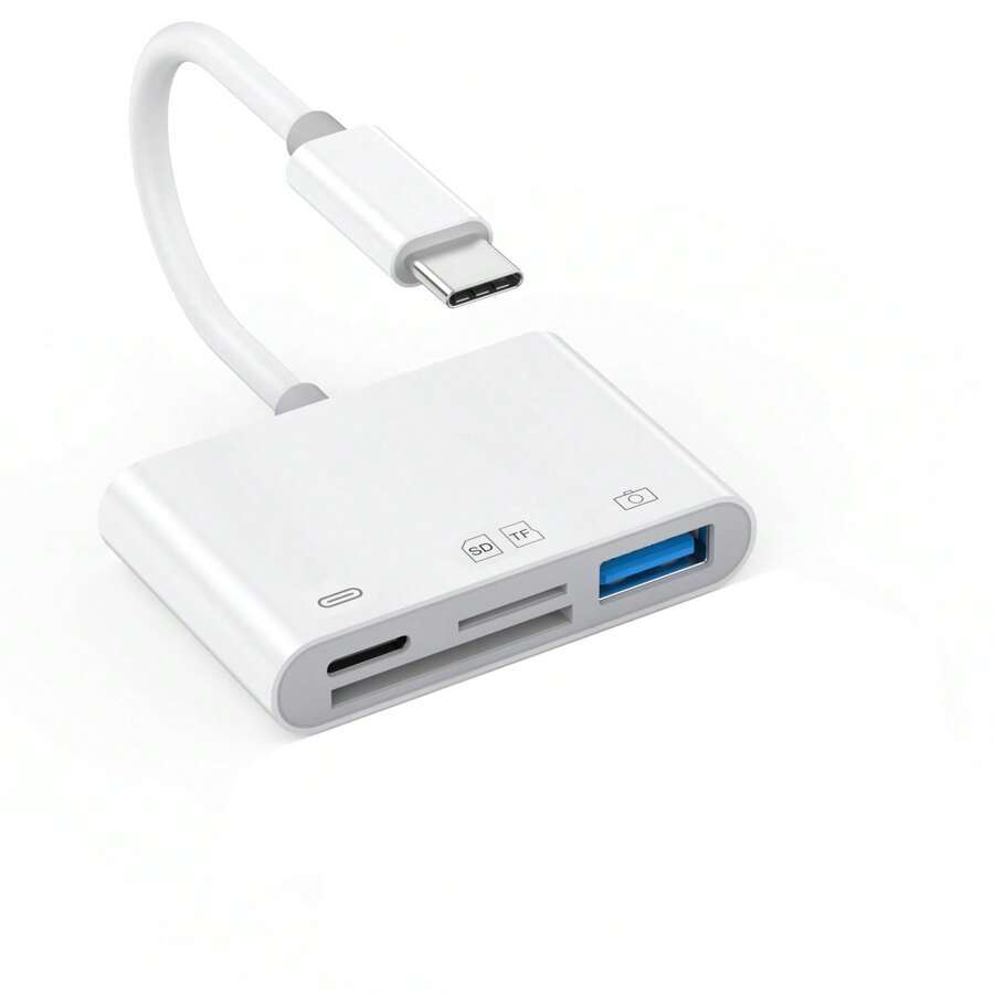 1pc Camera SD Card Reader Adapter Compatible With IPhone, Lightning/Type-C To USB OTG Adapter Micro TF SD Card Power Charger Splitter Connector For IPad, IPhone 15 14 13 12 11 XS XR X Cameras