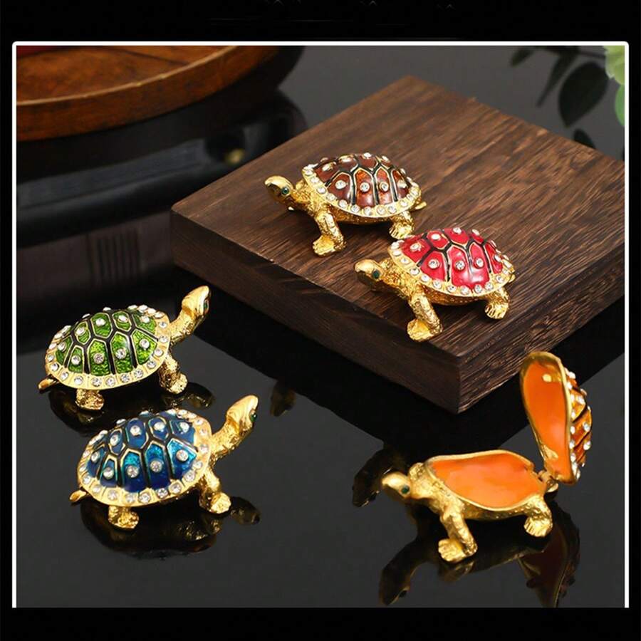 Gold-Plated Zinc Alloy Turtle Figurine, Lightweight Luxury Decor Accessory For Living Room, Dining Table, Jewelry Box, Holiday Gift