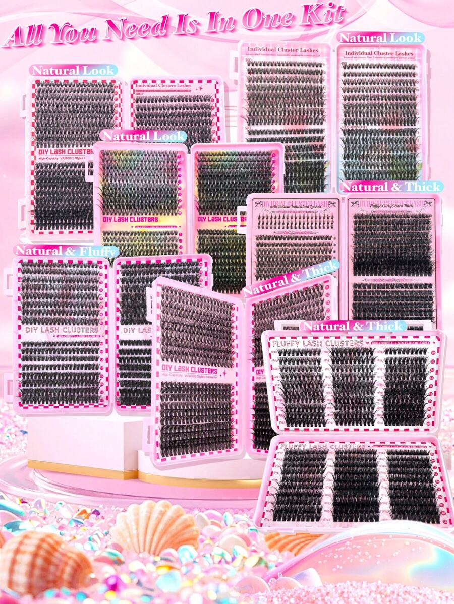 800 piezas/780 piezas/740 piezas/640 piezas/600/60 piezas Extensiones de pestañas individuales con rizo D de 9-18 mm, clusters de pestañas extra gruesas y naturales, volumen dramático, ultra suaves y súper ligeras, reutilizables, kit de extensión de pestañas 30D+40D+50D+60D+80D+100D