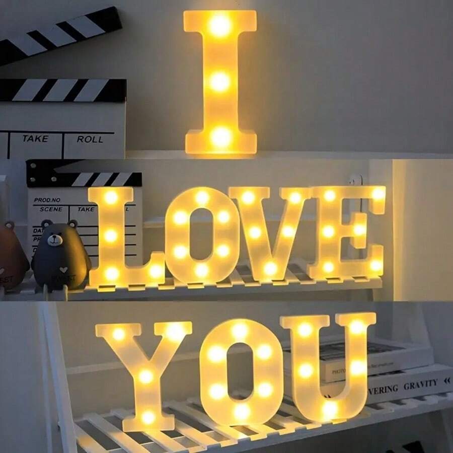 1pc DIY Illuminated Letter Light, 26 Letters And 10 Numbers Options, Suitable For Children Room, Nursery, Birthday, Holiday Decor, Girl's Room Decor, Home Decor, Engagement Party, Wedding, Birthday Party, Christmas Light, Home Bar Decor