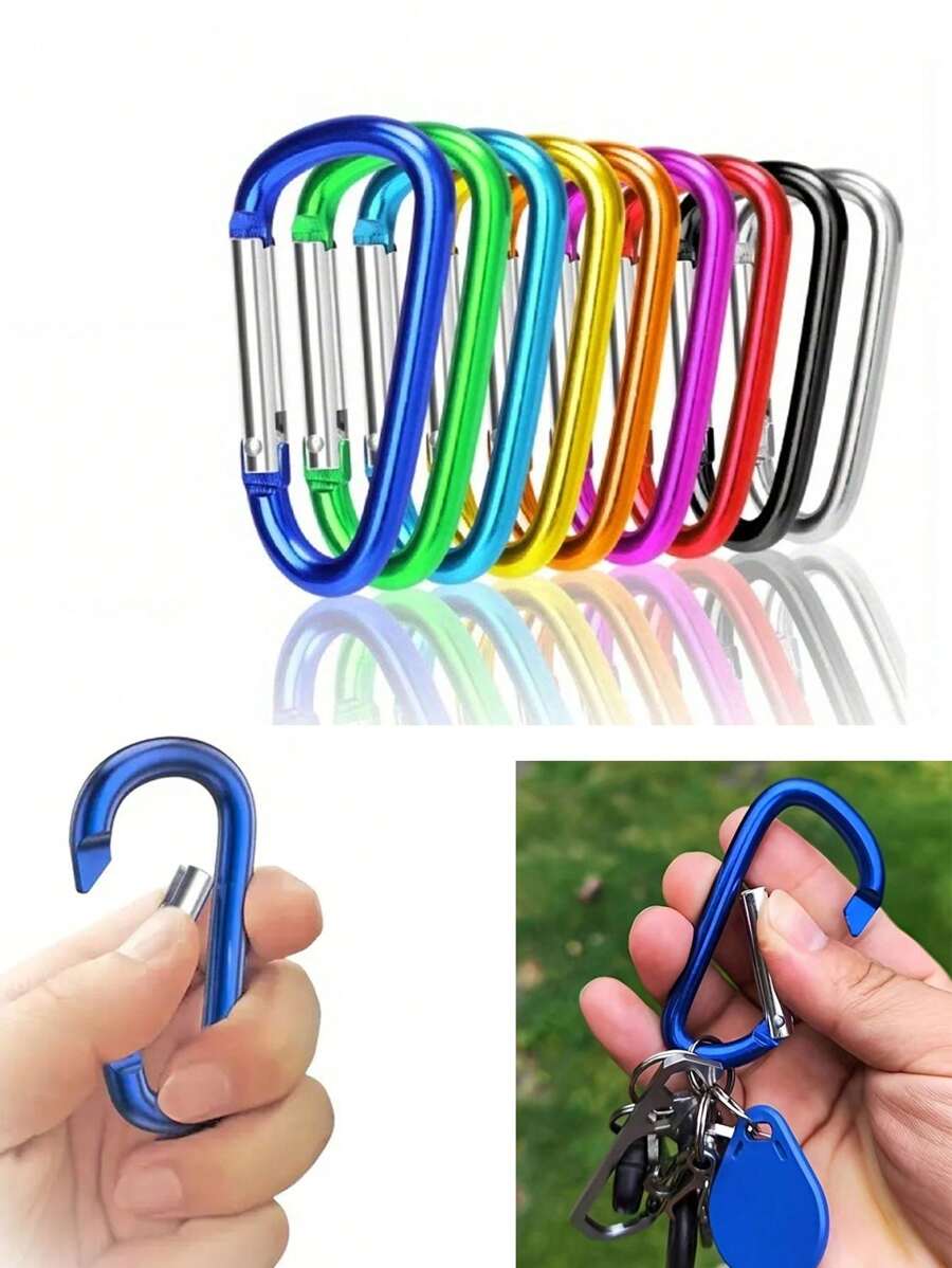 4pcs Aluminum Snap Hook Carabiner D-Ring Key Chain Clip Keychain Hiking Camp,Colorful Outdoor Keychain,D-Shaped Aluminum Carabiners, Heavy Duty Spring Hook Keychain Clips, Lightweight Mixed Colors, Ideal For Camping, Fishing, Pet Leashes, And Securing Indoor/Outdoor Gear, Camping Accessories