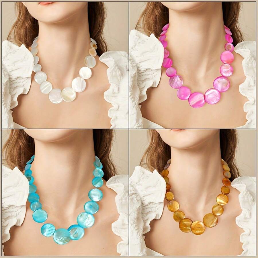 1 pieza Collar de concha elegante, sexy y de moda estilo bohemio para mujer