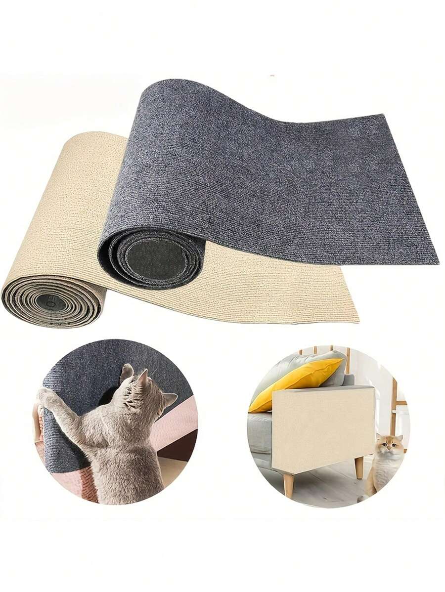 لوح حكّ القطط لل-DIY- بساط لاصق قابل للتقليم والتعديل، مقاوم للبلي والخدش، يحمي الأثاث، حصير تسلق متعدد الأغراض للقطط، حامل شجرة القطط، ملصقات لقطط سعيدة