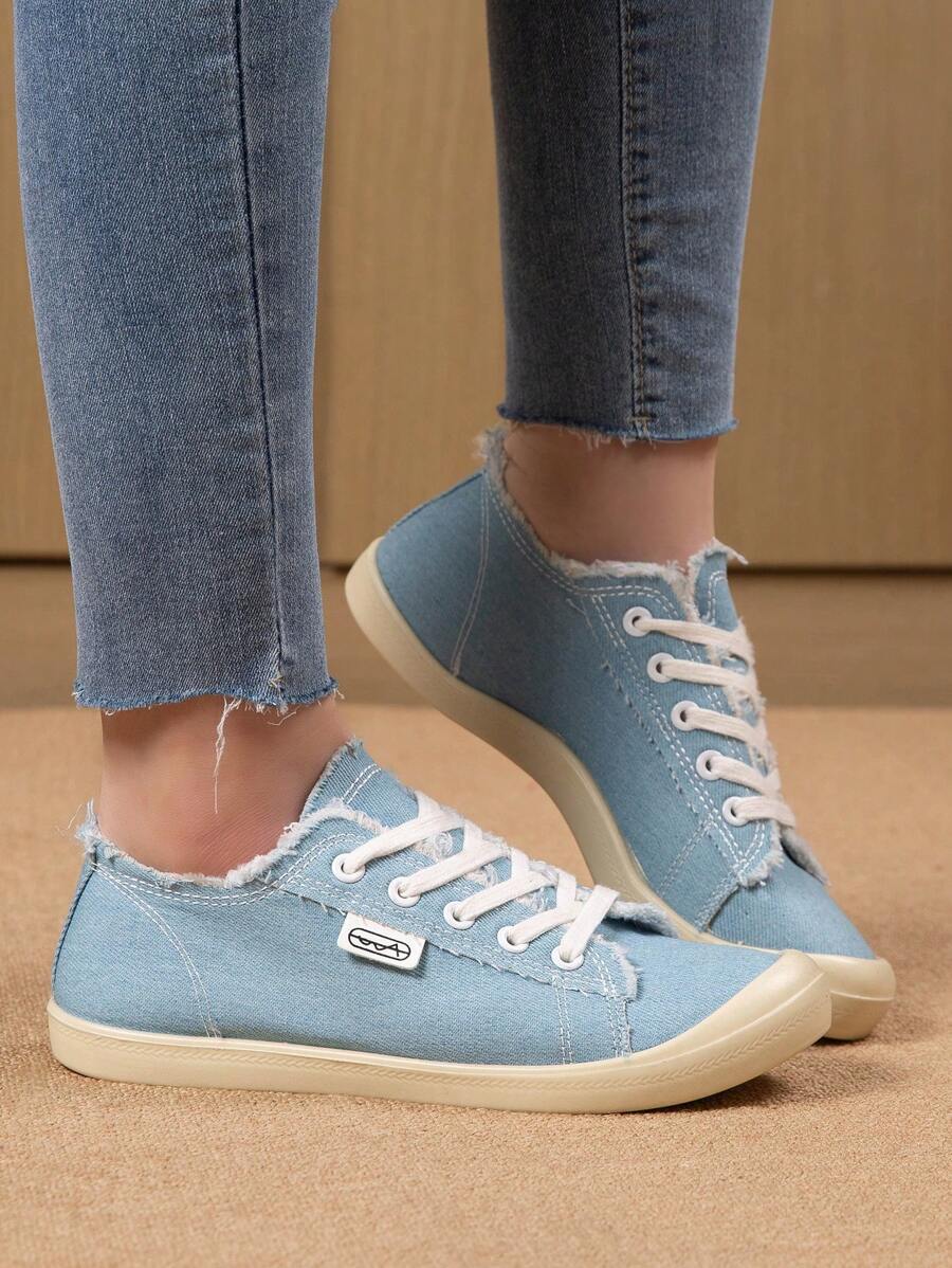 Lightweight & Comfortable Plain Color Preppy College Style Lace Up Flat Soft Bottom Simple Leisure Shoes For Women, Suitable For Spring And Summer, European And American Style