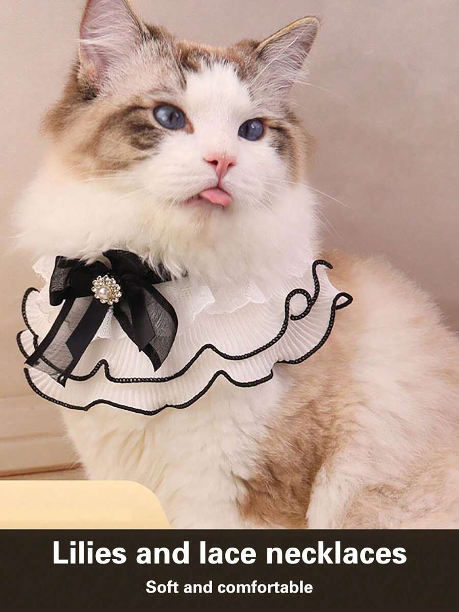 Collari per cani e gatti, bavaglini con fiocchi floreali e merletti, asciugamani rotondi da collo per animali domestici, accessori per vestire gli animali domestici per il compleanno, adatti per cani di piccola e media taglia e vari tipi di gatti