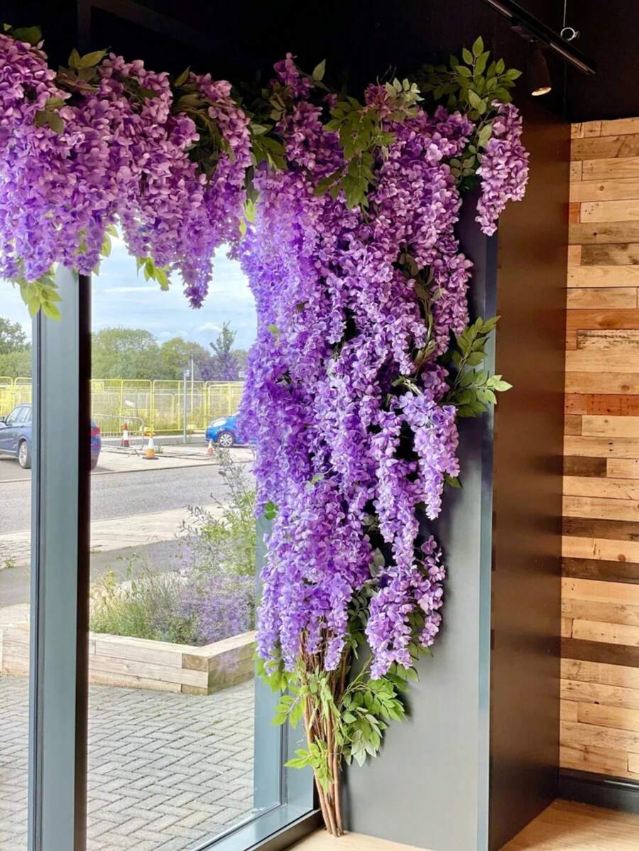 1/6/12pcs 43.3inch Artificial Plant Vines,Wisteria Plastic Hanging Flower,Silk Flowers For Room Decoration,Family Party Wedding Decoration,Home Garden Wall Decoration,Perfect Hanging Decoration For Weddings