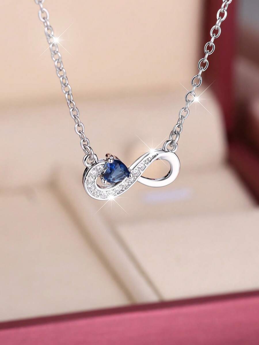 1pc Elegant & Unique Infinity Symbol & Heart Shaped Abalone Pendant Necklace, Gift For Lover, Birthday Or Holiday