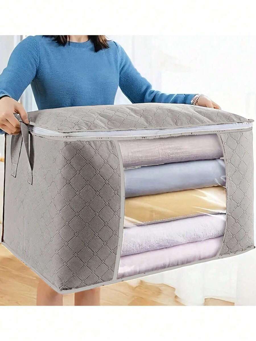 1 Pieza Bolsa de almacenamiento de gran capacidad, Bolsa de almacenamiento de edredón no tejido, Bolsa de almacenamiento y transporte de edredón, Bolsa de almacenamiento de ropa y equipaje, Para almacenamiento y organización estacional, Decoraciones de otoño, Decoración de festival, Decoración de habitación, Decoración del hogar, Decoración de dormitorio