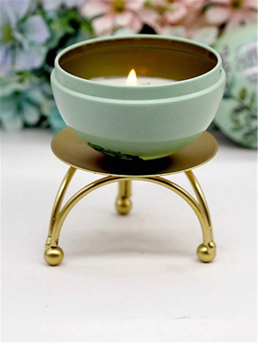 1 pieza Mini candelabro de hierro geométrico redondo, decoración de escritorio, adornos para Halloween, tenebroso, otoño, festival, invierno, vacaciones, decoración de habitación, regalos para cumpleaños y graduación