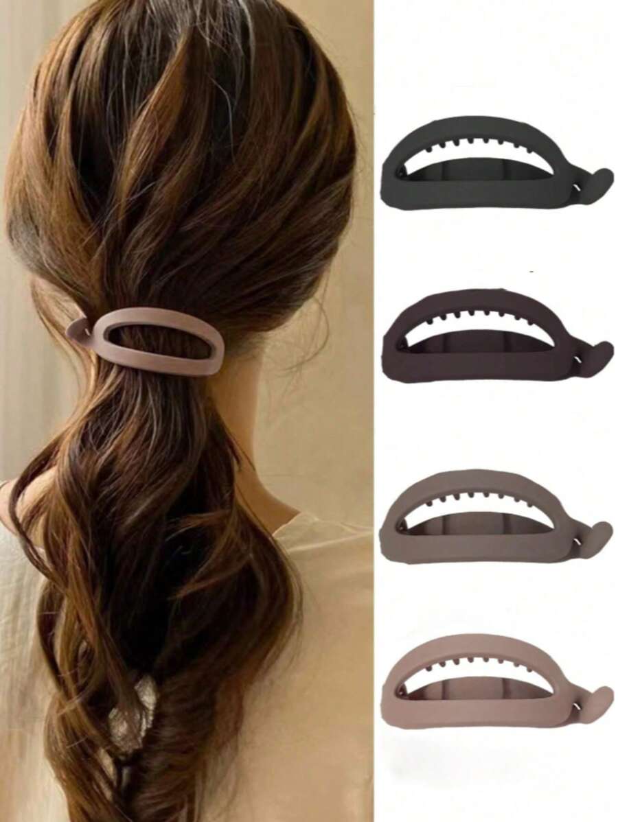 1/4pcs Matte Simple Banana Shape Hair Clips, Elegant All-Match Versatile Daily & Casual Gathering Hair Accessories