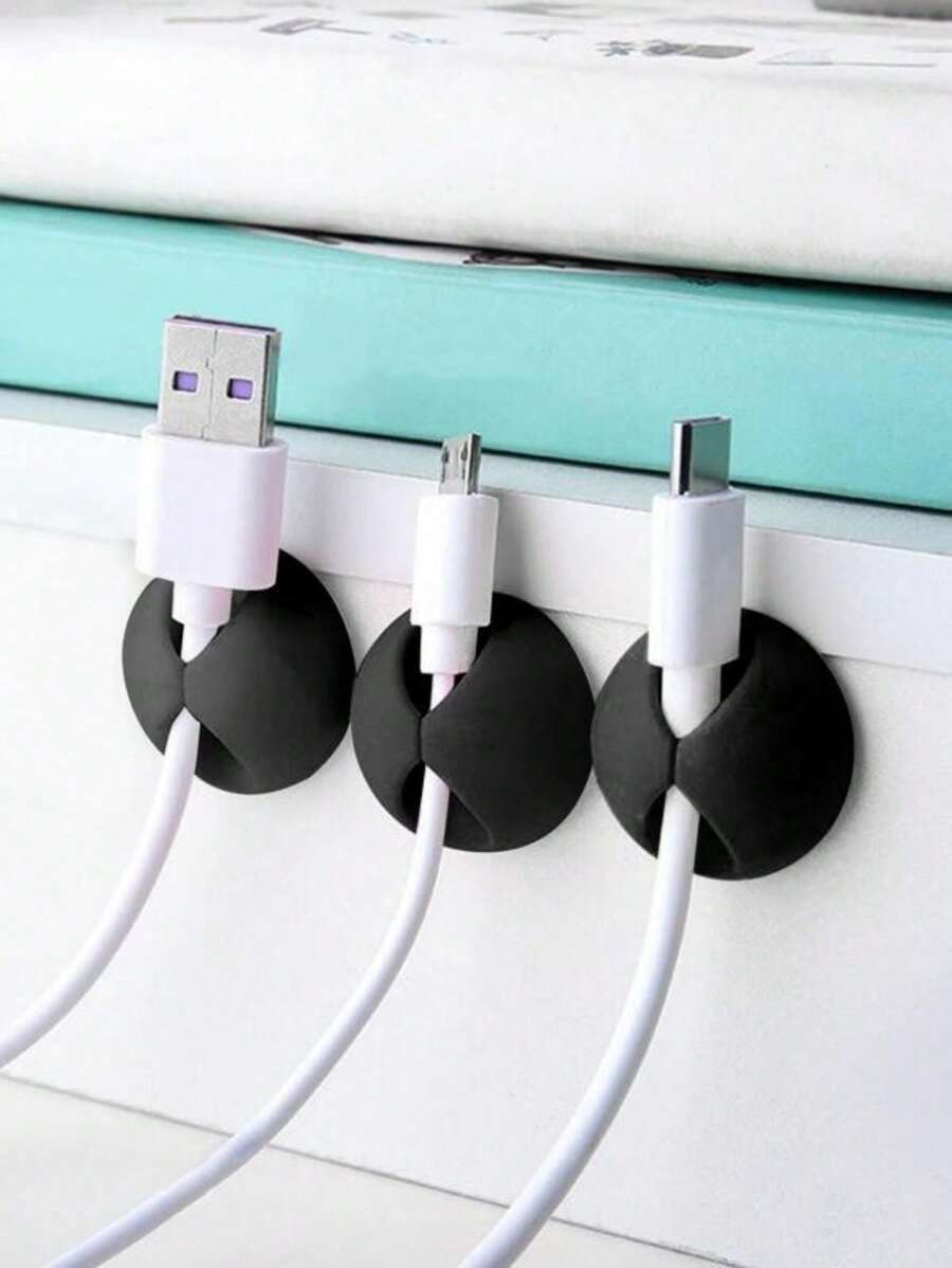 3 pièces Organisateur de câbles de bureau (1 de chaque couleur) Dispositif de fixation de câble de données, support de rangement de câble de données de téléphone portable minimaliste, attache-câble de recharge réutilisable
