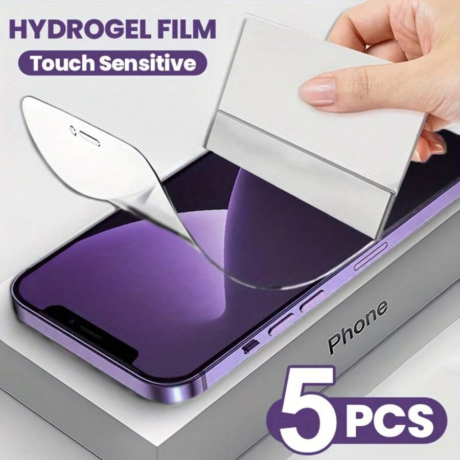 kamyuurs 5 pezzi di pellicola protettiva per schermo in idrogel compatibile con , copertura completa, finitura lucida, sensibile al tocco, anti graffio, compatibile con lo sblocco delle impronte digitali, scudo invisibile ultra sottile, regalo ideale per compleanni, famiglia e amici, accessori per telefono