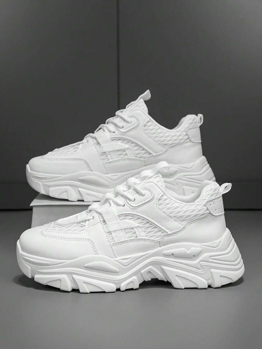 2025 Nuove scarpe da uomo versatili, dal design di nicchia, scarpe sportive e casual, con lacci, da esterno di grandi dimensioni, con suola spessa rialzante, antiscivolo e resistenti all'usura, scarpe sportive chunky, scarpe casual sportive alla moda e versatili