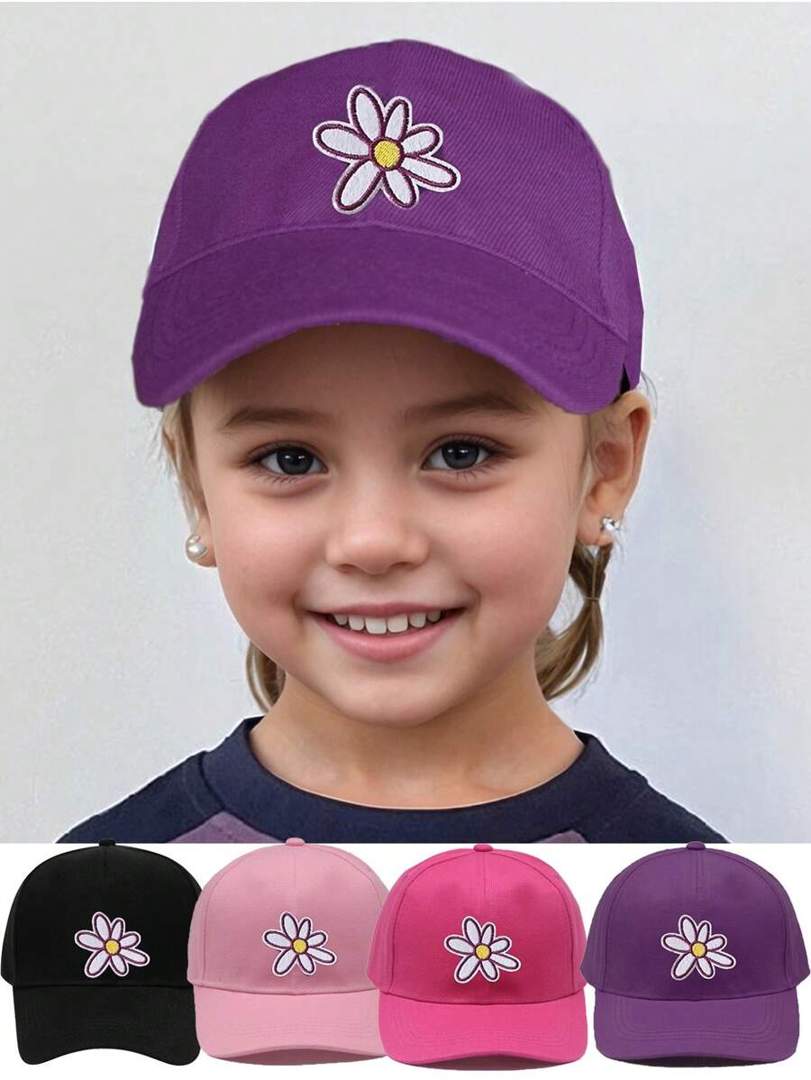 1PC Children Baseball Cap Girls Unisex Flower Embroidery Adjustable Sun Protection Snapback Hip Hop Cap Streetwear Dad Hat Bone