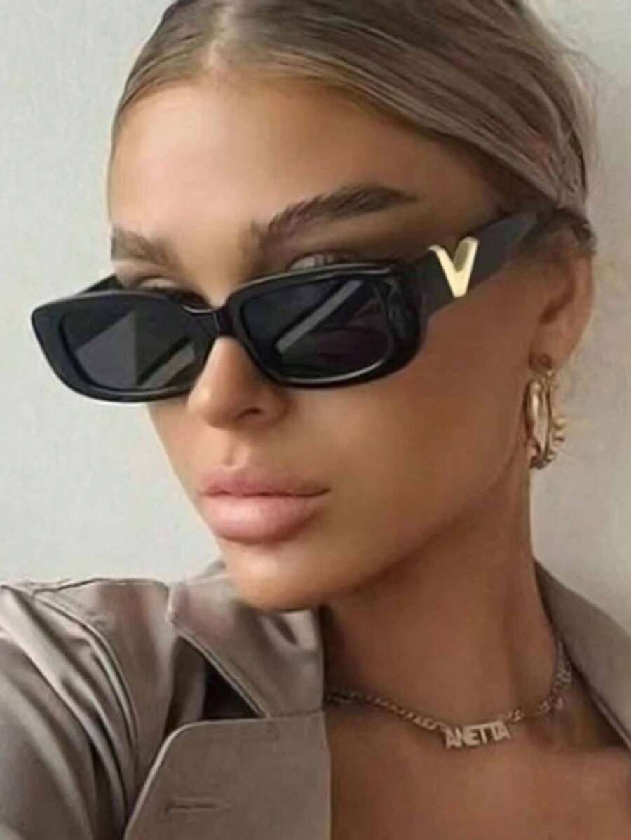 Korean-Style Women's Square Hip-Hop Fashion Glasses For Cross-Border Purchase1pc For Summer Beach Vacation,Outdoor,Travel