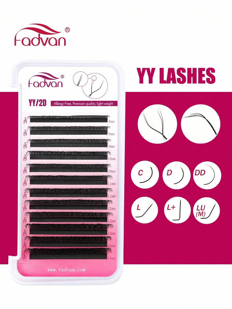 FADVAN 12 Rows YY Shape 0.07 C/D/DD/L/L+/LU Curl 8-15mm&Mix Hand Woven Premium Soft Light Natural Eyelashes Extension Supplies Makeup Mesh Net Cross Lash For Professional Women Send In Random Packaging,Professional Eyelash Grafting,Lash Tech Supplies