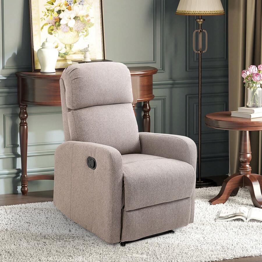 HOMCOM HOMCOM Poltrona Relax Traspirante con Poggiapiedi, Poltrona Reclinabile max 168° in Poliestere, Grigia