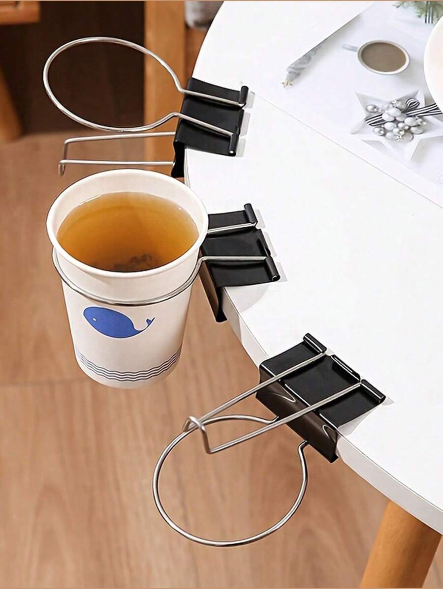 1pc Stainless Steel Clip-On Cup Holder - Easy Install, Wall-Mounted Mug & Tabletop Drink Organizer For Home And Office, Utility Hooks