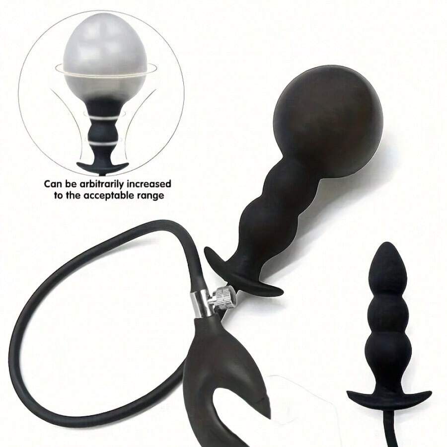 1 PC Butt Plug Silicone Inflatable Plugs Adult Toys & Games For Couples Small Buttplug With A Pulling Bead And Balloon Pump For Men, Women Trainer