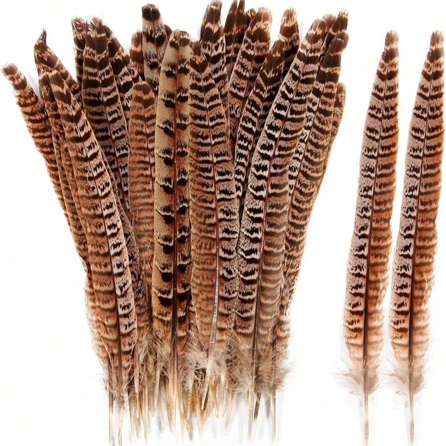 THARAHT 10pcs Women Round Neck Pheasant Feather, Natural Feathers 8-10 Inch/20-25cm, Suitable For Crafts, Home, Wedding, Party, Performance, DIY Decoration - Female Pheasant Feathers