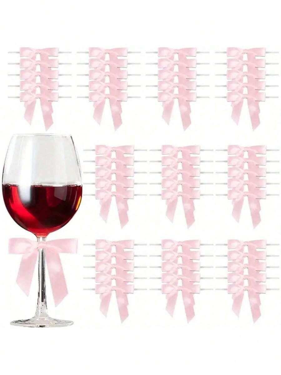 30 Pcs Twist Tie Bows Satin Ribbon Bow For Gift Wrapping Champagne Bottle Cake Treat Bag Craft DIY Gift Wedding Baby Shower Bridal Shower Christmas Birthday Party, For Outdoor, Camping