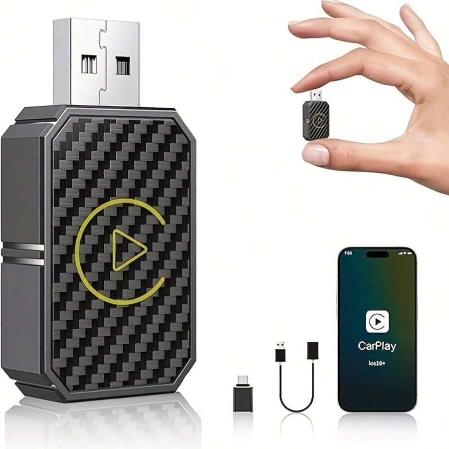 Mini Wireless CarPlay Adapter, Suitable For Apple And Android, Plug-And-Play, Low Latency Will Convert Wired To Wireless CarPlay, Suitable For A Variety Of Models, Upgraded In 2024, Fast And Stable Connection, No Battery Required