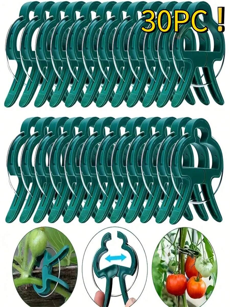 30 pièces de clips de support de plantes de jardin en plastique - clips à levier vert, conviennent pour les vignes, parfaits pour organiser les tiges et les branches, comprend des supports pour les vignes de tomates et de concombres