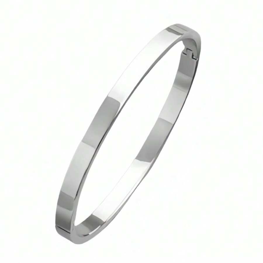Brazalete de acero inoxidable con broche magnético en forma de elipse, diseño casual y elegante (apropiado para mujeres)