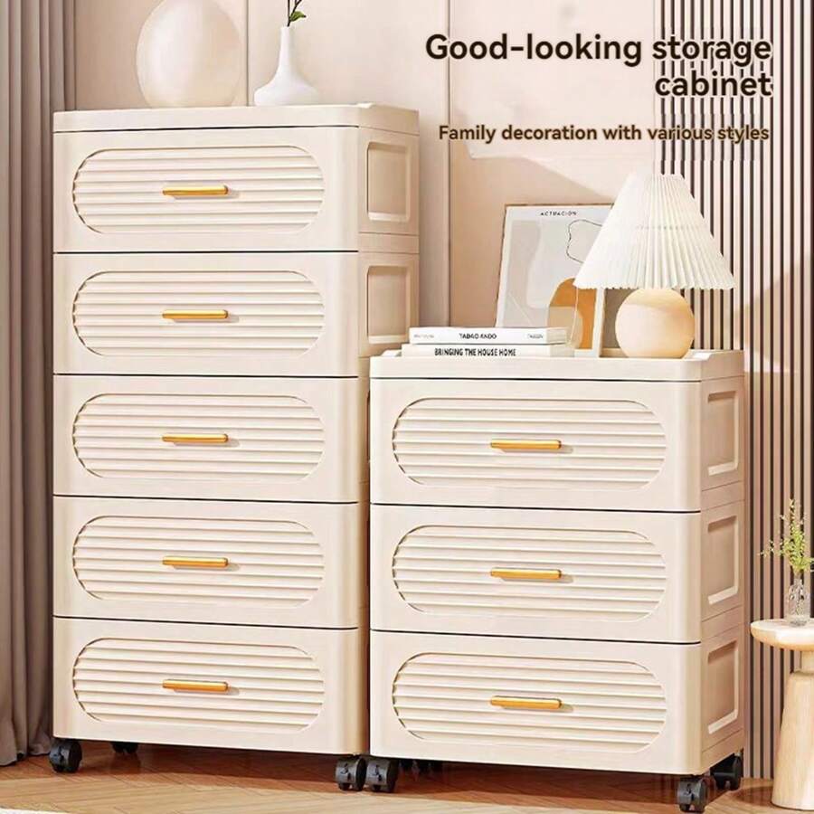 3/4/5/6 Layer Rolling Multi-Purpose Storage Drawer - Large Capacity Single Door Storage Cabinet - Plastic Drawer Storage Rack, Space Saving Kitchen Storage Rack, Used For Storing Snacks, Beverages, Bookshelves, Clothes, Suitable For Kitchen, Living Room, Study Closet, Bathroom