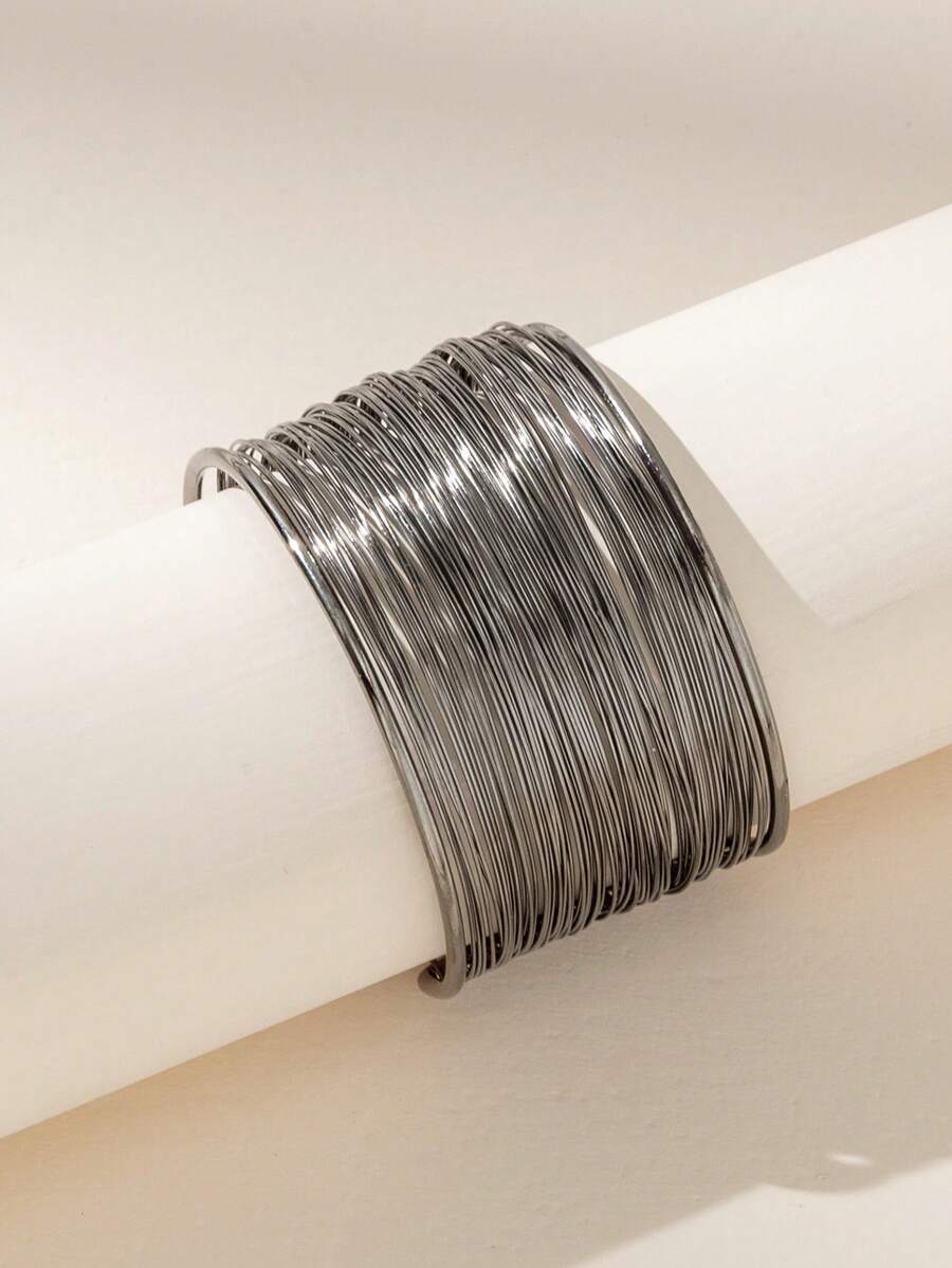 1 pieza Brazalete de mujer minimalista exagerado envuelto en metal, adecuado para fiestas