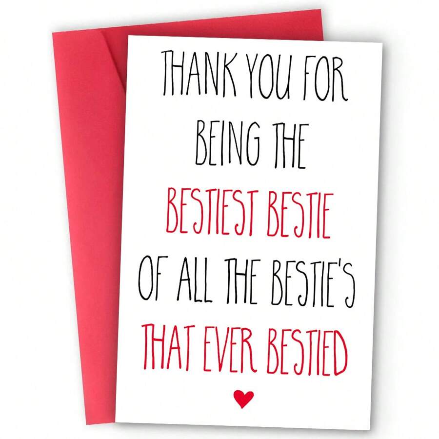1pc, Fun Friendship Greeting Card, (With Envelope) Quality Paper, Warm Words Design Plus Heart Embellishment Design. Suitable For Any Occasion, Best Greeting Card For Friends (12cm/4.7inx17cm/6.7in)