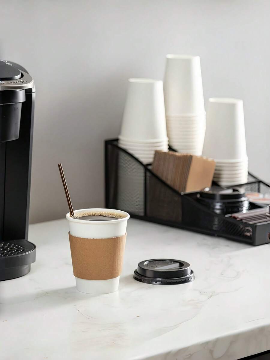 25/50/75/100pcs Disposable Kraft Paper Coffee Cup Sleeves, Heat Insulated Non-Slip Holders, Suitable For Hot & Cold Drinks, Coffee, Tea, Bubble Tea, Party Supplies