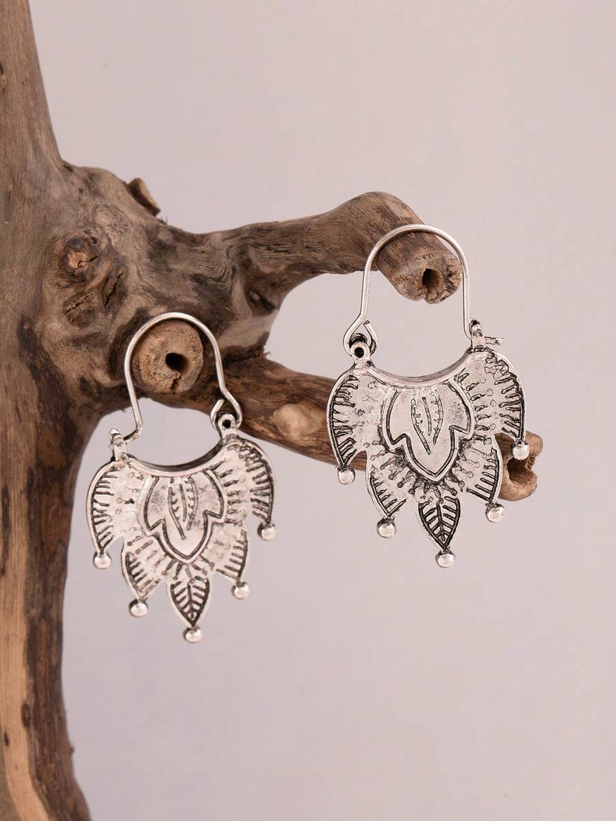 1 par de pendientes de aro amplios y únicos para la cara, joyas de estilo bohemio vintage de aleación de zinc para fiestas, para mujeres