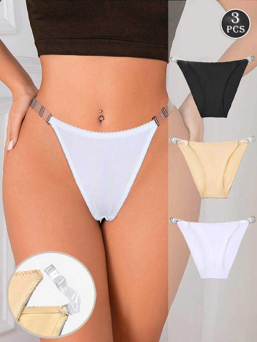3-teiliges Set: Einfarbiger, sportlicher - Komfortabler, ultrahschmaler Nylon-Hüftgurt und String
