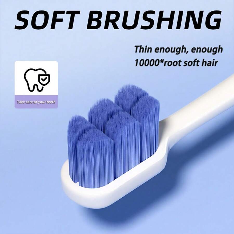 1 pieza Cepillo de dientes para adulto con cerdas suaves de color caramelo, antibacteriano, color aleatorio para decoración del baño del hogar en verano