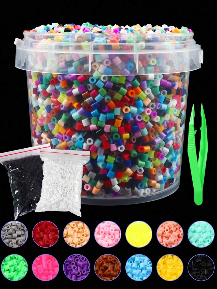 2000 PEÇAS/6000 PEÇAS Conjunto de Contas de Fusão - Cores Mistas, Modelos Exclusivos, Tabuleiros de Pinos, Pinças, Papel - Projeto de Artesanato a Granel, Festa de Aniversário de Amigos, Atividade Escolar