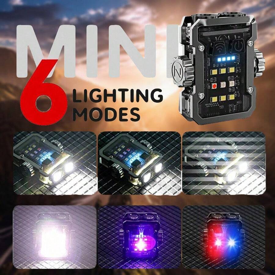 1 st. Sterke magneet Mini LED sleutelhangerlamp + Type-C snel opladen / Kikkerooglens zaklamp, draaibaar gyroscoop decompressieontwerp + dopclip koplamp multi-mode, noodwaarschuwingslicht voor buiten, draagbare 6g ultralichte magnetische adsorptie met batterijniveauweergave