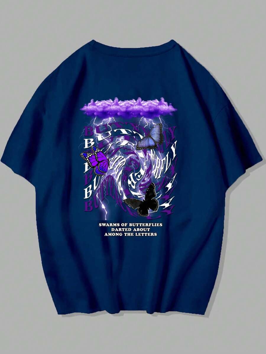 Camiseta Butterfly Unissex Algodão Estilosa Manga Curta Streetwear Urbana